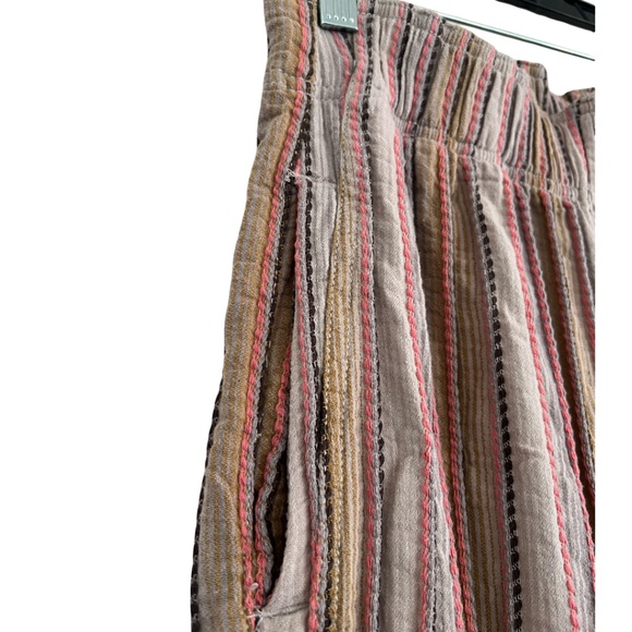 Free People Days End Cotton Pant Beige Pink Stripes Sz M - Picture 7 of 10